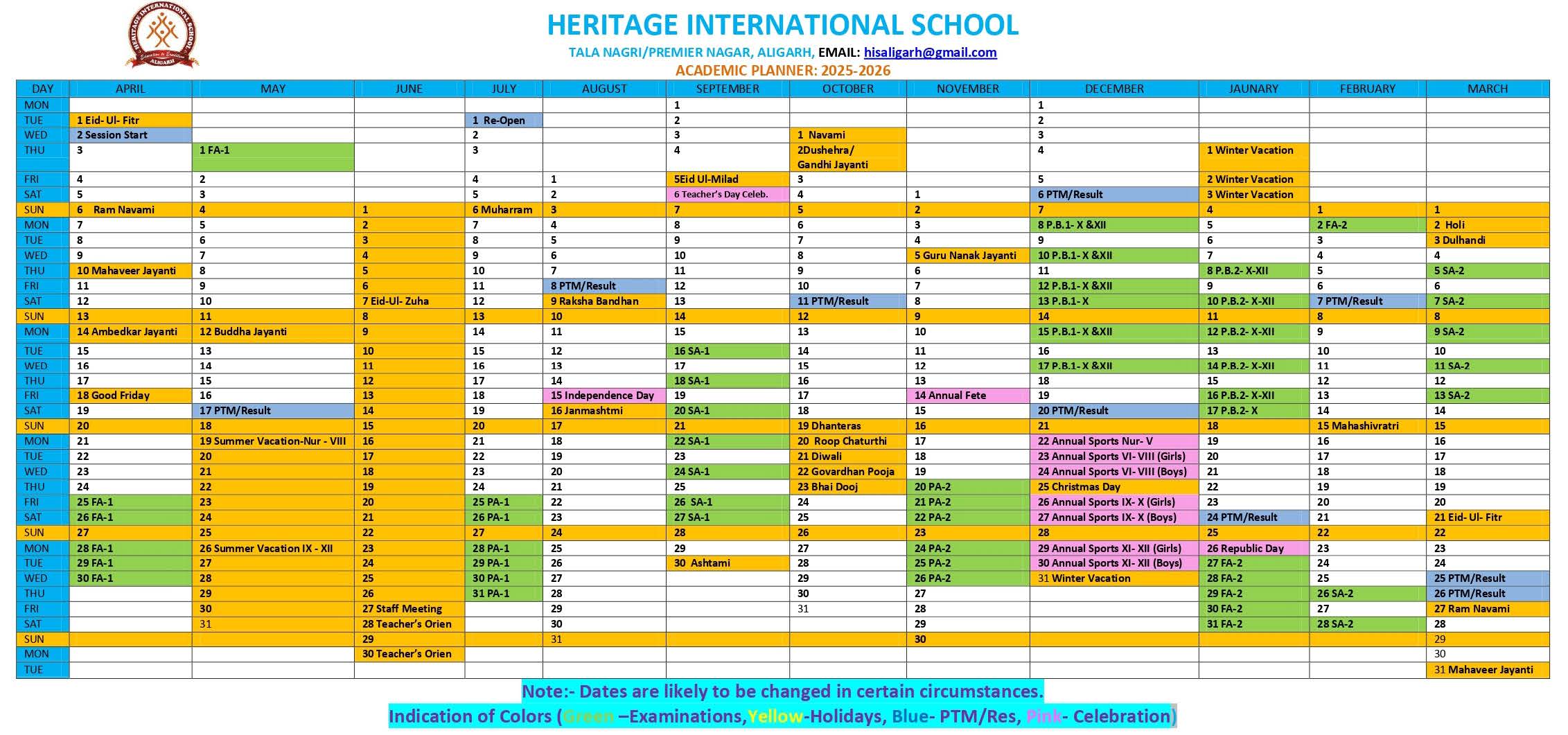 HERITAGE-ACADEMIC PLANNER-2025-26